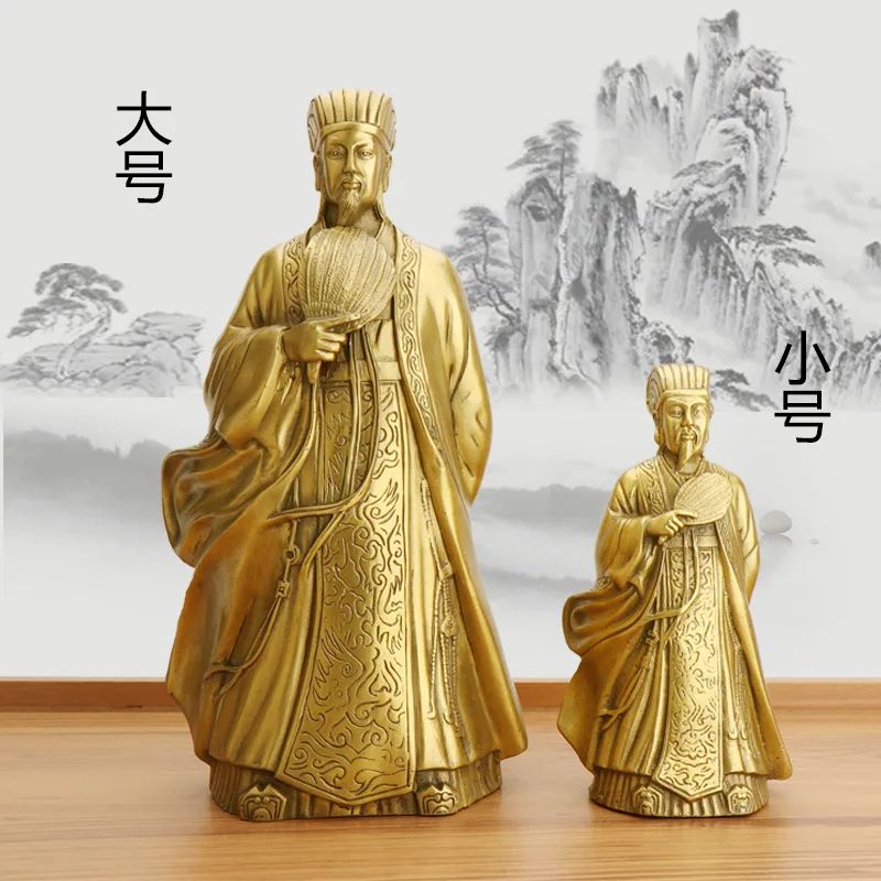 Zhuge Liang статуя из чистой меди ремесла фэн-шуй украшения Скульптура сна Grgon бронзовые украшения семьи, украшения офиса