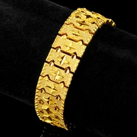 solid 17mm wide band bracelet yellow gold filled classic style womens mens bracelet gift