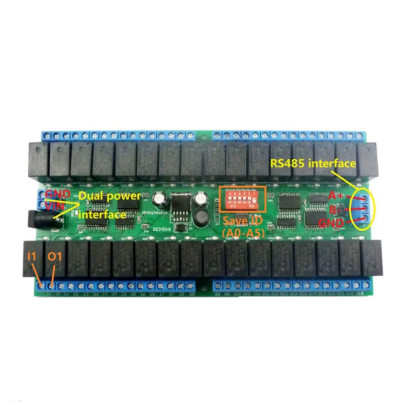 1 шт 12 V 32 канала RS485 триггерный релейный модуль серийный переключатель PLC контроллер WIF66