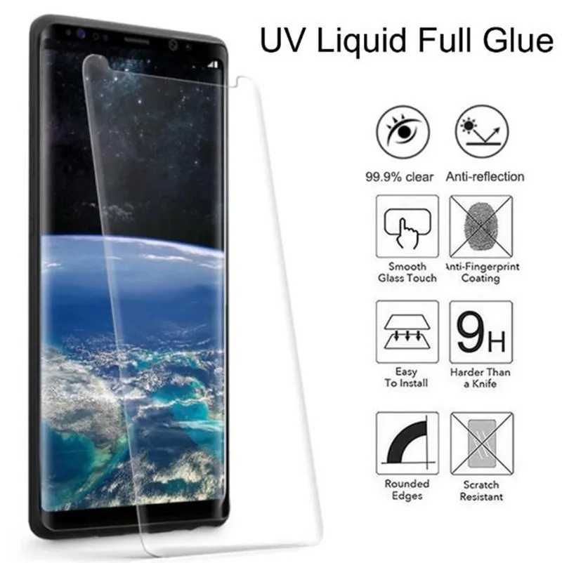 Полностью жидкий клей-экран протектор для Samsung S9 plus S8 S8plus Note 8 9 S7edge S6edge полный клей