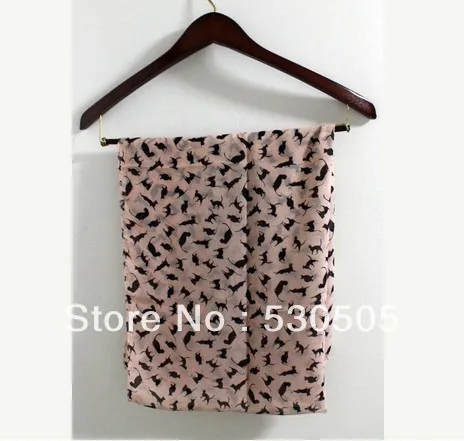 Розовый Кошачий шарф шифоновый с милым котенком рождественский подарок мягкий и