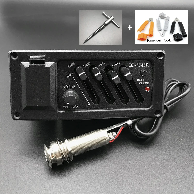 7545R Kit B2 4 полосным EQ-7545R гитары предусилитель пьезо пикап усилитель эквалайзер звукосниматель для акустической гитары с 6,5 мм Выход - Цвет: 7545R Kit B2