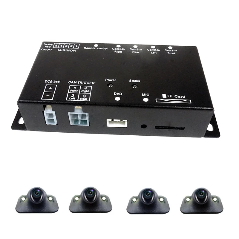 H313-4pcs-362 Sd-карта Интеллектуальный Мини Автомобильный регистратор DVR панорамный мониторинг движения рекордер четыре вида видео 4 канала CCd камера - Название цвета: H313-4pcs-362