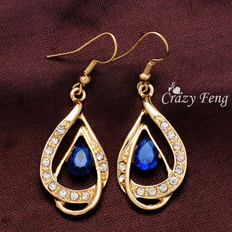 Женский комплект украшений ожерелье + серьги с австрийским кристаллом цвет