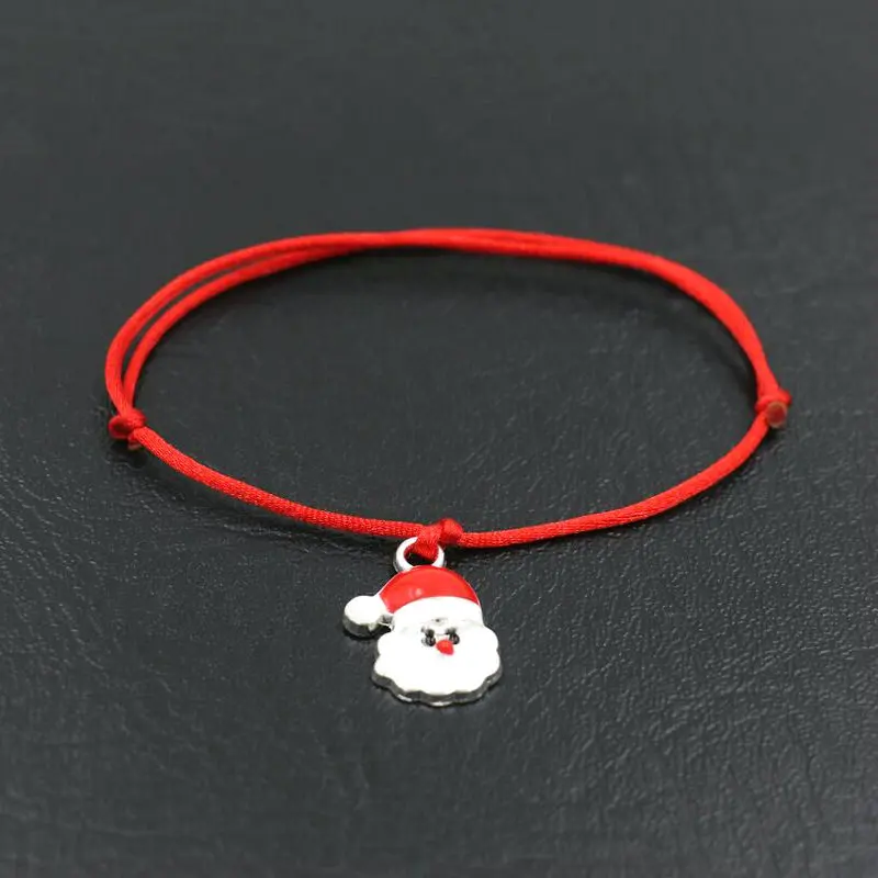 Рождественский подарок милая Санта Клаус браслет тонкая красная веревочная нить