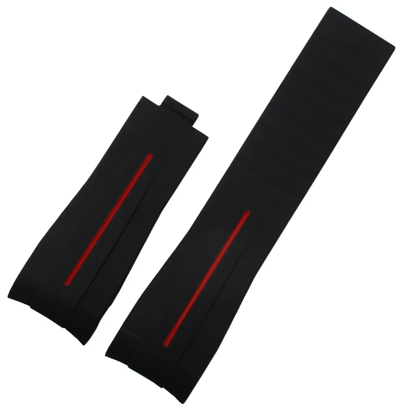 black red Резиновый ремешок для часов, водонепроницаемый силиконовый браслет, спортивные часы, ремешок 20 мм, 21 мм, ремешок для мужских часов, наручные часы, складная пряжка - Цвет ремешка: black red