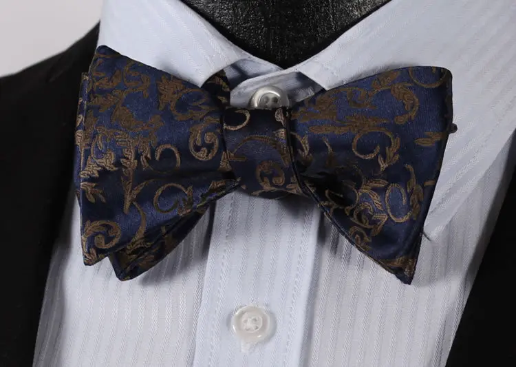 BF2018Z темно синий коричневый цветочный Классический 100% Шелковый жаккардовый