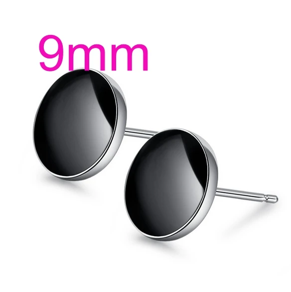 9mm black agate OMHXZJ очаровательные мужские модные красивые ювелирные изделия для мальчиков черный агат Настоящее S 925 пробы серебряные серьги-гвоздики YS87 - Цвет камня: 9mm black agate