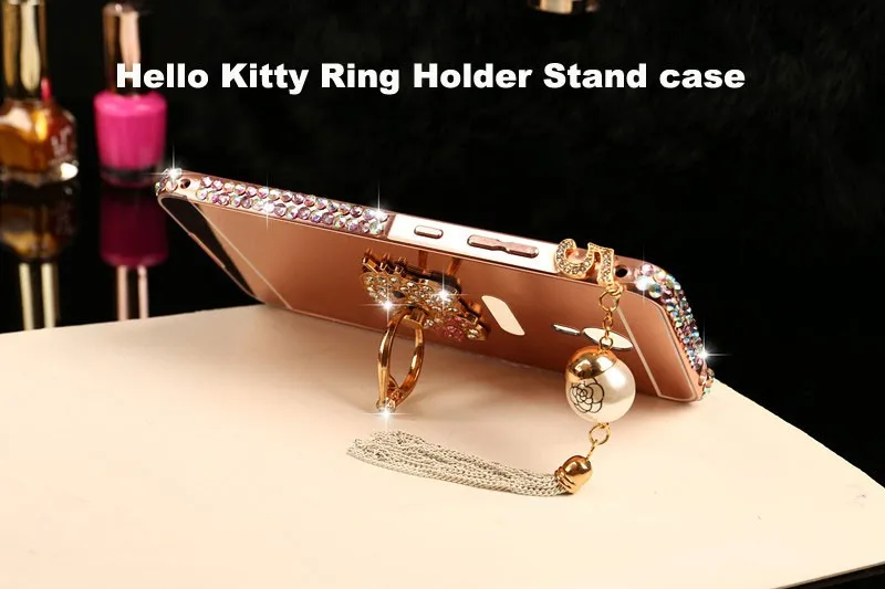 Mirror Back Cover Case For Samsung Note 4 5 J3 J310 J710 A8 A7 2015 S4 Rhinestone Diamond Tassel Cat Kickstand Phone |