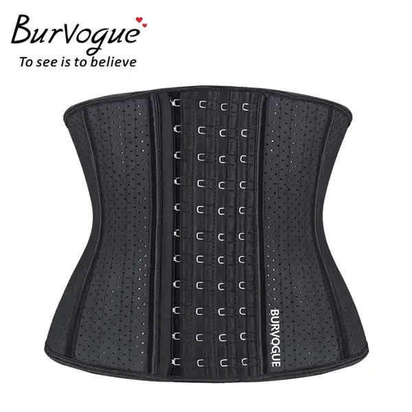 Black Burvogue латексный пояс для тренировок Корректирующее белье для тела с вырезом под грудь сексуальные корсеты короткий торс 25 железные косточки латексный корсет - Цвет: Black