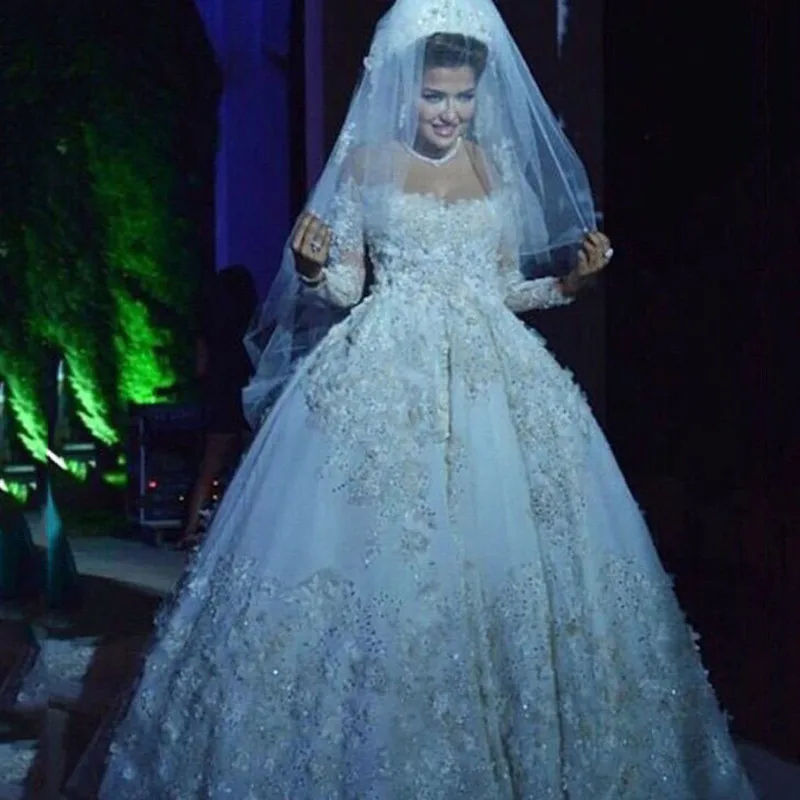 Кружевное бальное платье с длинным рукавом свадебное уникальное цветами 2021