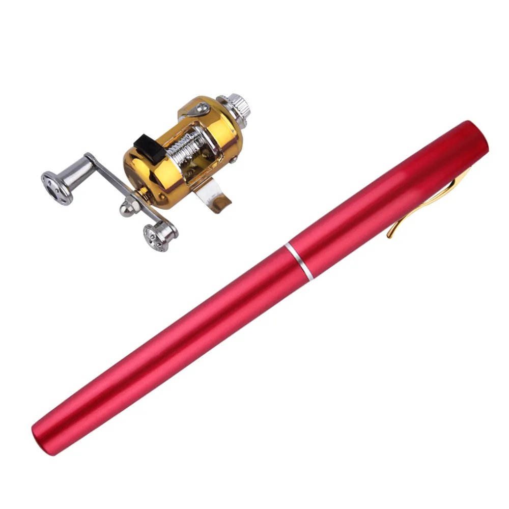 1pc Mini Portable Aluminum Alloy Pocket Pen Shape Fish Fishing Rod Pole With Reel Dropshipping