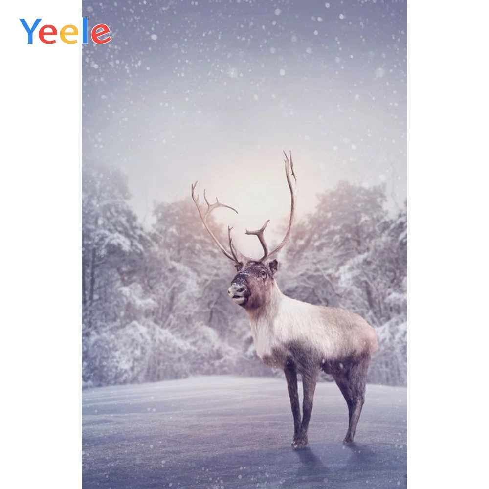 

Yeele Vinyl Elk Snow Winter Children Birthday Party Photography Background Animals Baby Photographic Backdrop For Photo Studio