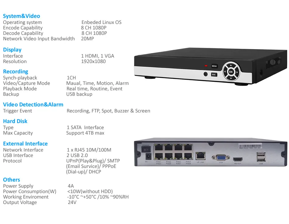8CH охранная система 1080 P наружная крытая IP камера cctv Система HDMI 2MP Система дистанционного наблюдения