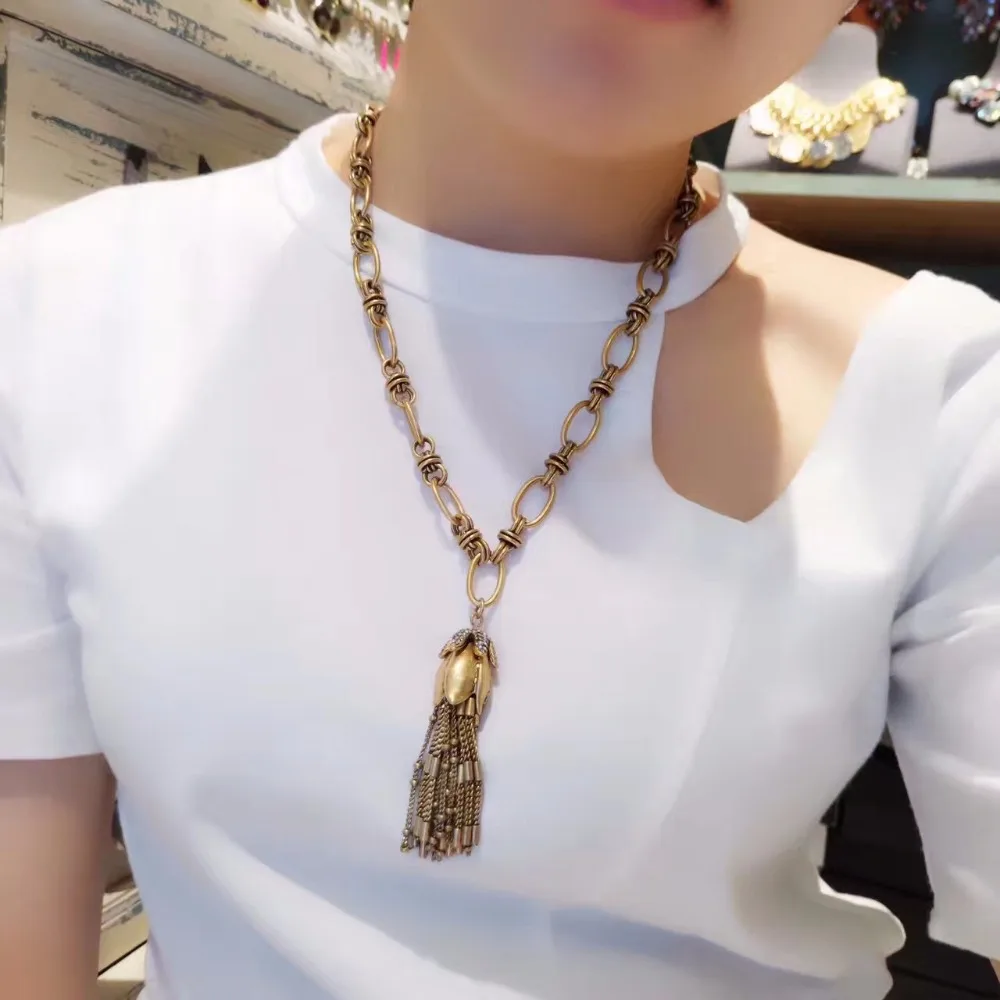 Бутик Amorita антикварная отделка кисточки кулон ожерелья|pendant necklace|tassel pendantnecklace