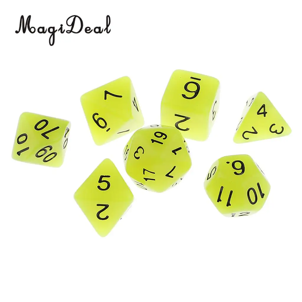 MagiDeal Высокое качество 7 шт мульти сторонний кости светится в темноте для D & MTG