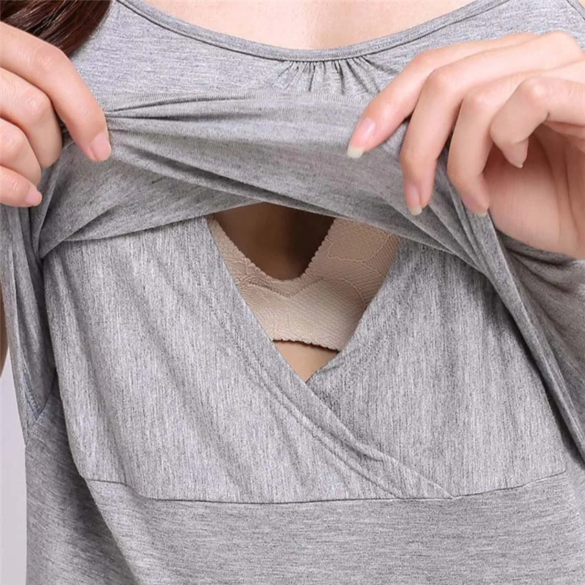 Летние белые средства ухода за кожей для будущих мам Рубашка Грудное