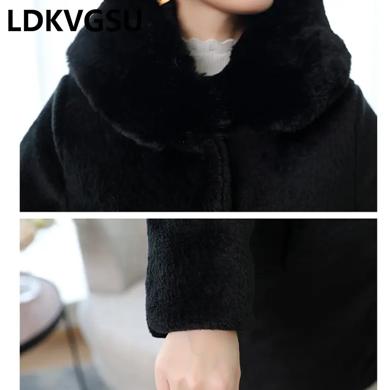 

Faux Fur Coat Female 2018 Autumn Winter New Long Single Breasted Black Imitation Fox Fur Hooded Fur Jacket Plus Size 5XL Is1111