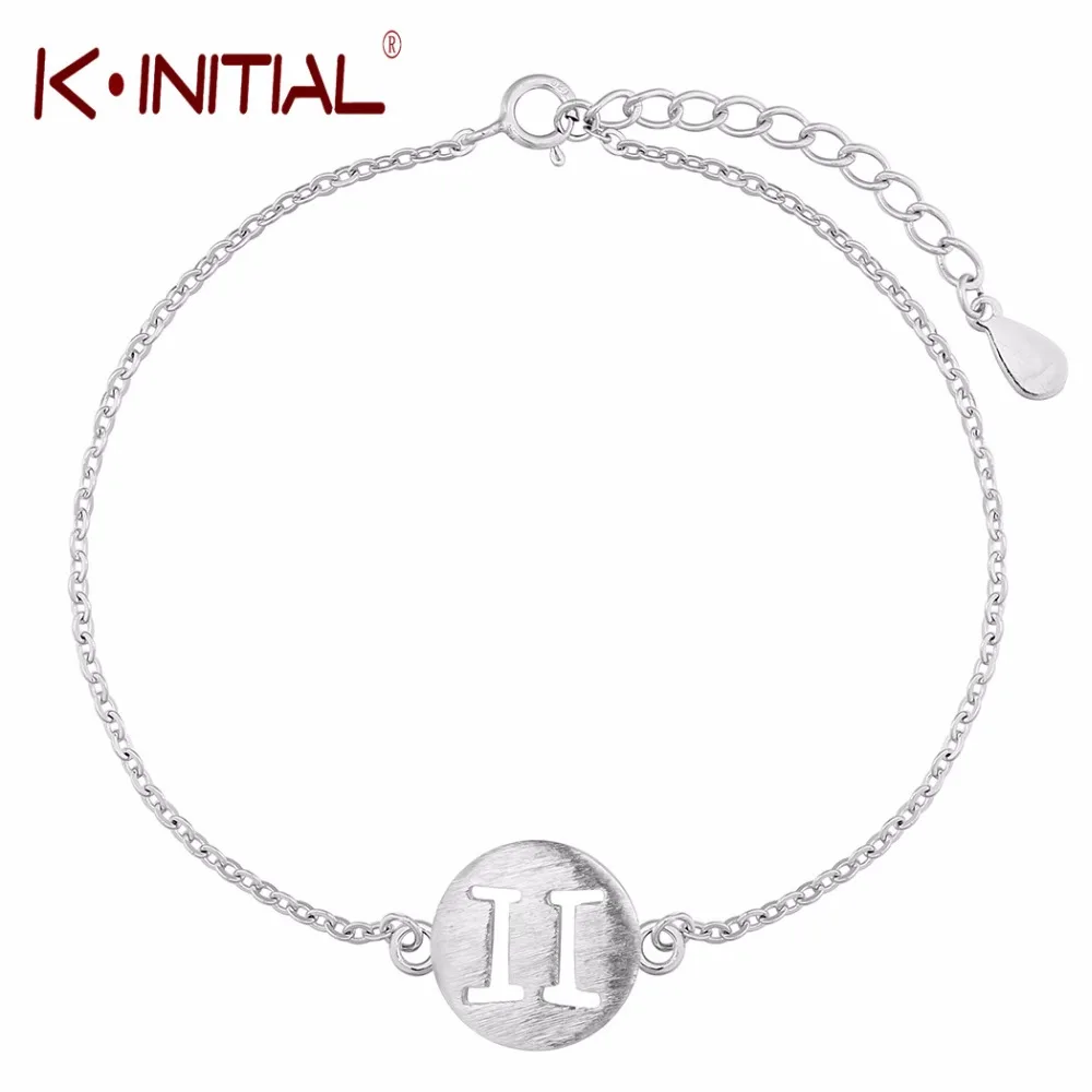 Kinitial серебряные новые Gemini зодиакальное Созвездие браслет для Для женщин