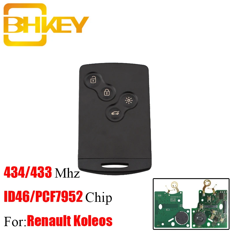 BHKEY 4B PCF7952 чип умный пульт дистанционного ключа брелок для Renault Koleos 434 МГц Scenic Laguna