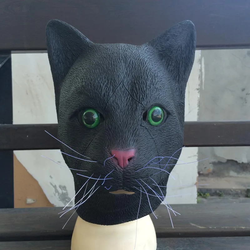 Маска для Хэллоуина с кошачьей головой маска животных вечерние и карнавальные