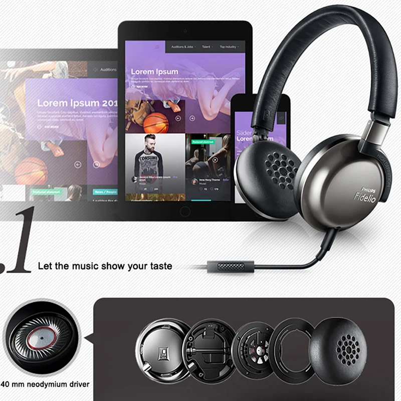 Оригинальные Hi-Fi Наушники PHILIPS F1 с высоким разрешением телефонный звонок
