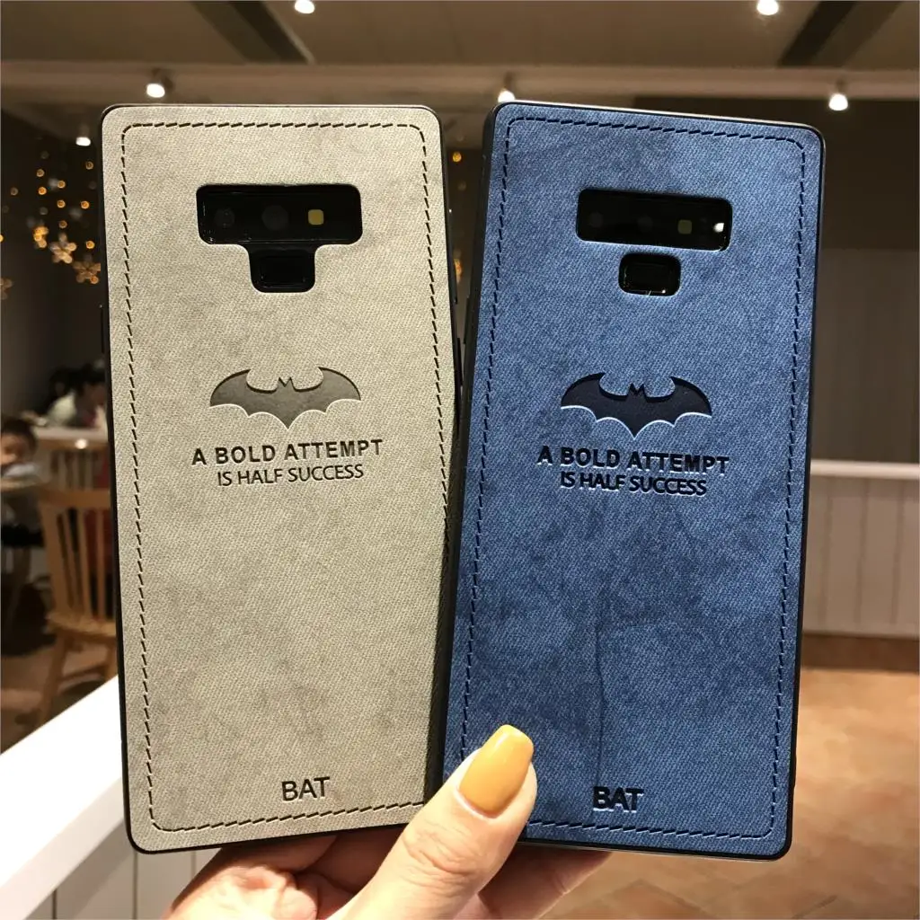 bat Cloth Silicone + Leather Case For Samsung Galaxy Note 9 Cover Back M10 M20 A30 A50 S10 S10E S9 S8 A6 Plus A7 2018 |