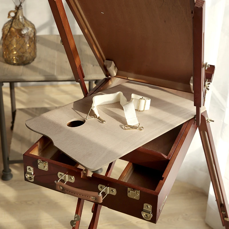 Najtaniej Artystyczny Obraz Box Przenośny Stojak Do Malowania Składany Zestaw Narzędzi Prawdziwe Drewno Do Szkicowania Obraz Olejny