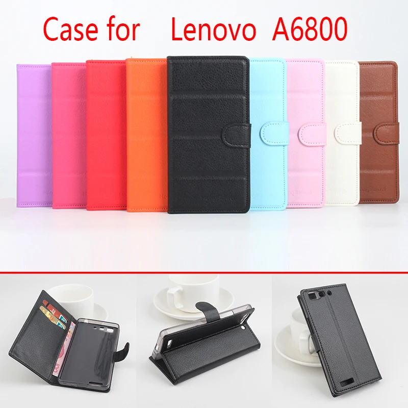 For Lenovo A6800 Phone Case Folio Flip Pure Color Lichee Pattern PU Leather Wallet Cover Cash/Card Slots sanheng | Мобильные