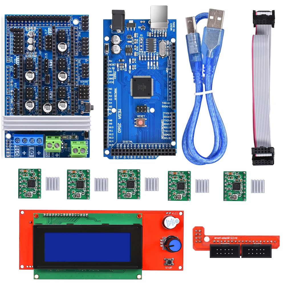 BIQU 3D принтер Часть Ramps 1 6 комплект база на 4 5 с 2004LCD умным контроллером Mega2560 плата