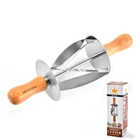 stainless steel rolling cutter for making croissant bread wheel dough pastry knife wooden handle baking kitchen knife