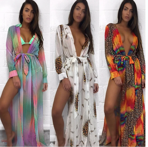 Сексуальная женская накидка новинка 2019 яркая Женская пляжная одежда кафтан