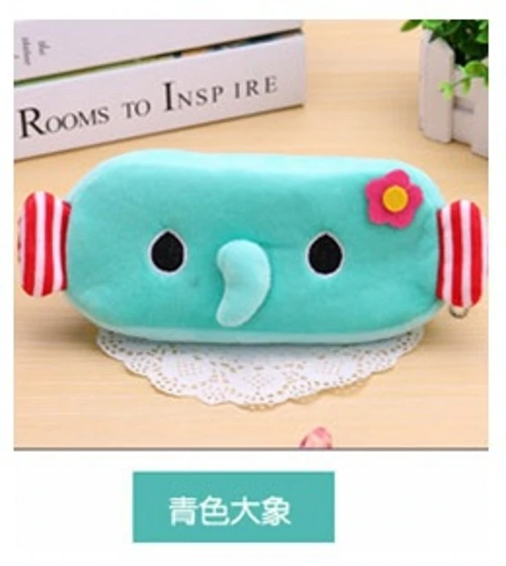 4Blue Elephant 1 шт., милый плюшевый чехол-карандаш Kawaii С мультяшным рисунком, школьный детский пенал, канцелярские принадлежности с изображением животных, косметичка с изображением панды Тоторо, H0014 - Цвет: 4Blue Elephant