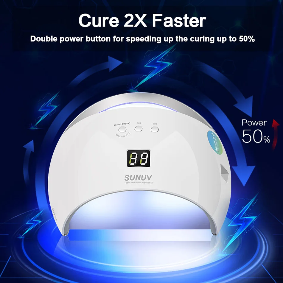 SUN UV SUN6 48 Вт Сушилка для ногтей с автоматическим датчиком, портативная Ультрафиолетовая лампа для сушки при слабом нагреве, модель с двойной мощностью для быстрого маникюра, светодиодная лампа
