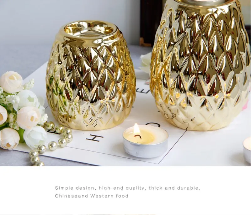 Luxury Plating Gold Silver Ceramic Candlestick Holder Candle Cup European Home Candlelight Dinner Decoration Ornaments