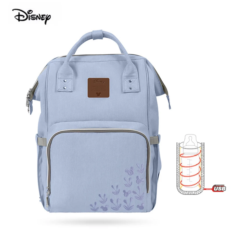 Embroidery blue Дисней Минни детская сумка для мамы водонепроницаемый большой емкости молоко теплоизоляция материнства сумка подгузник рюкзак - Цвет: Embroidery blue