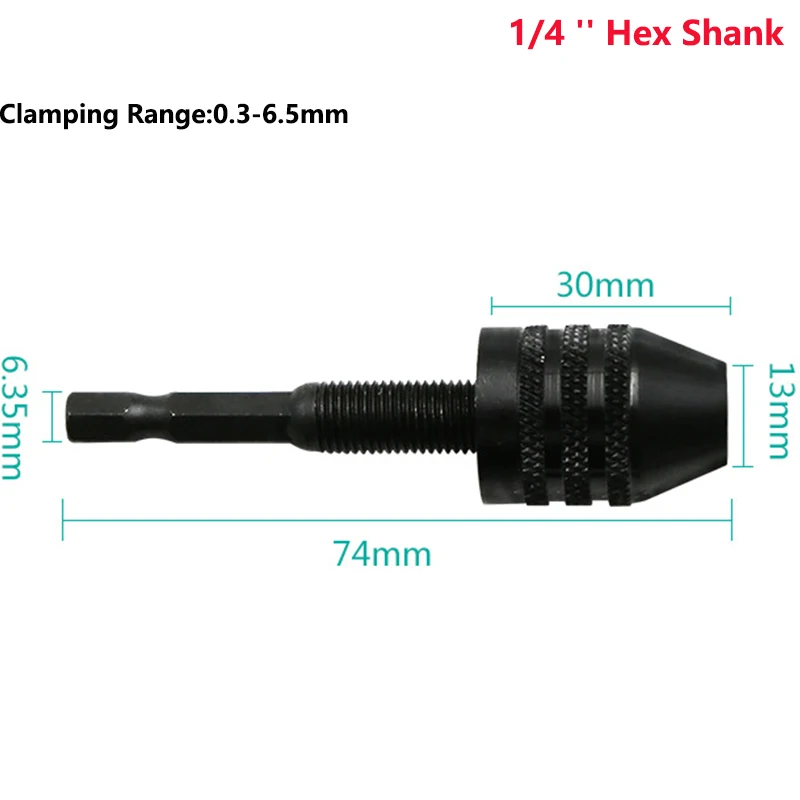 Hex Shank 0.3-6.5mm Мини патрон для дрели сверлильный патрон сверлильный Keyless патрон вала зажим 0,3-8 мм вал электродвигателя мини-патрон приспособление 1/4 ''шестигранный хвостовик сверло инструмент сверло Чак адаптер - Цвет: Hex Shank 0.3-6.5mm