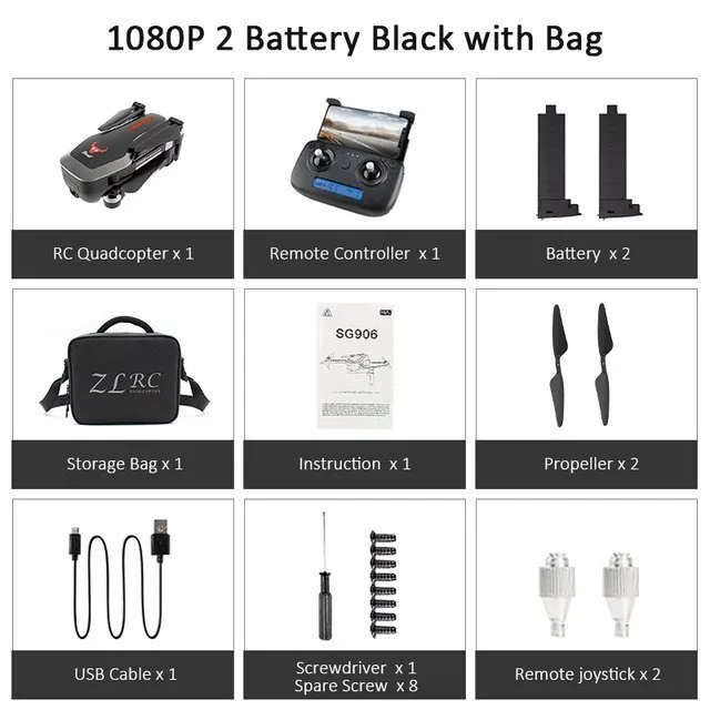 SG906 мини Дрон gps 5G wifi FPV RC Дрон 4K бесщеточный селфи Дрон с камерой HD Квадрокоптер складной Дрон VS F11 CG033 H117S - Цвет: 1080P-Black-2Battery