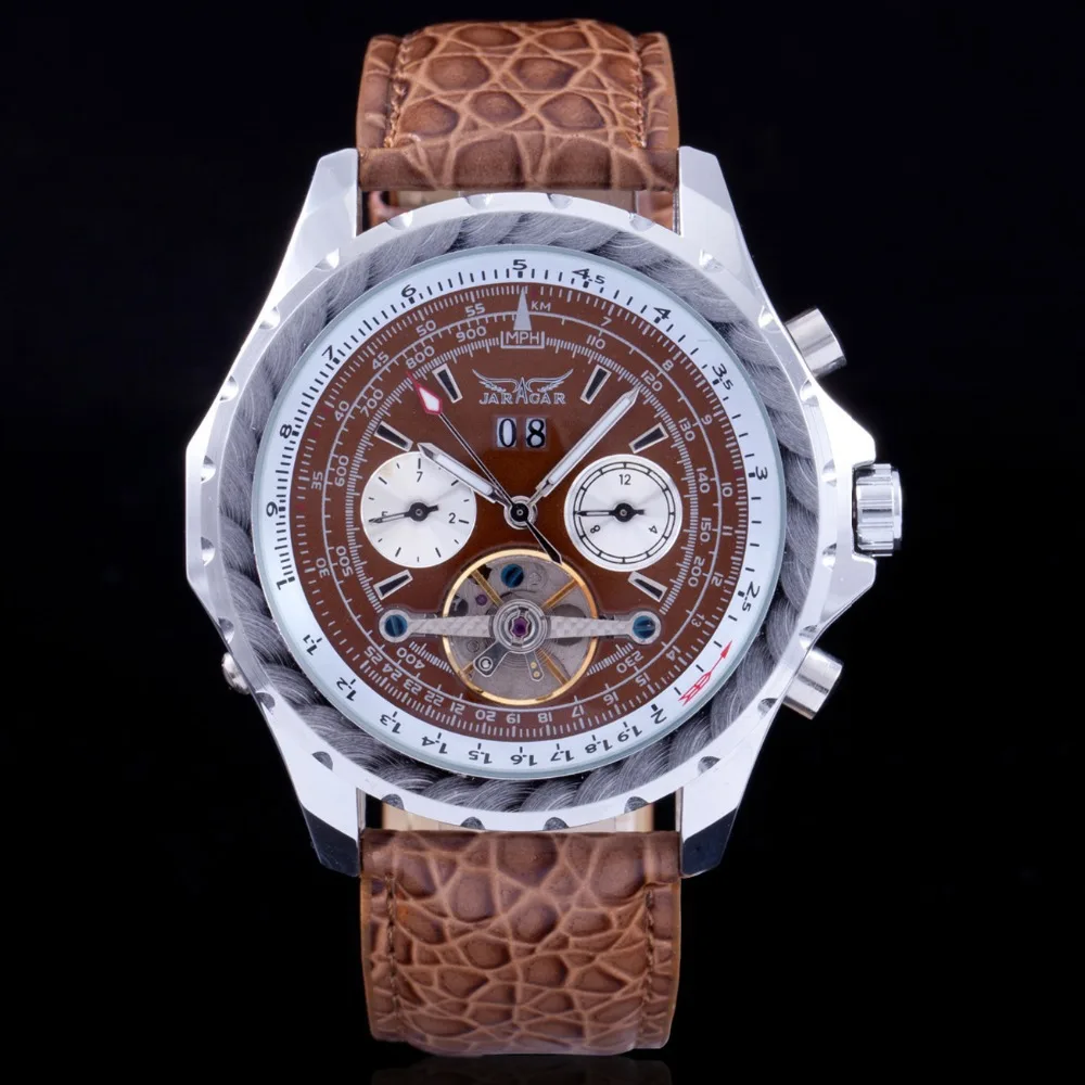 masculino Мода Элитный бренд Jaragar механические Для мужчин Часы Тахометр Tourbillon Автоматическая Дата циферблат Reloj Hombre