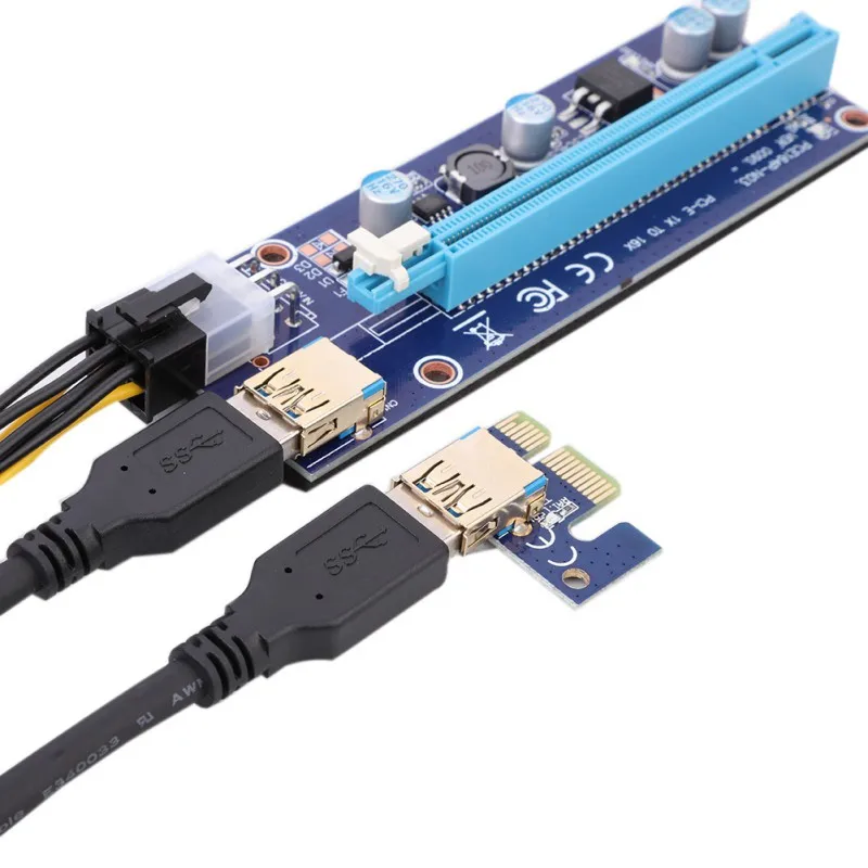EDAL PCI E 009S Райзер 6 Pin 16X для майнинга BTC с 3 светодиодными Экспресс картами Sata