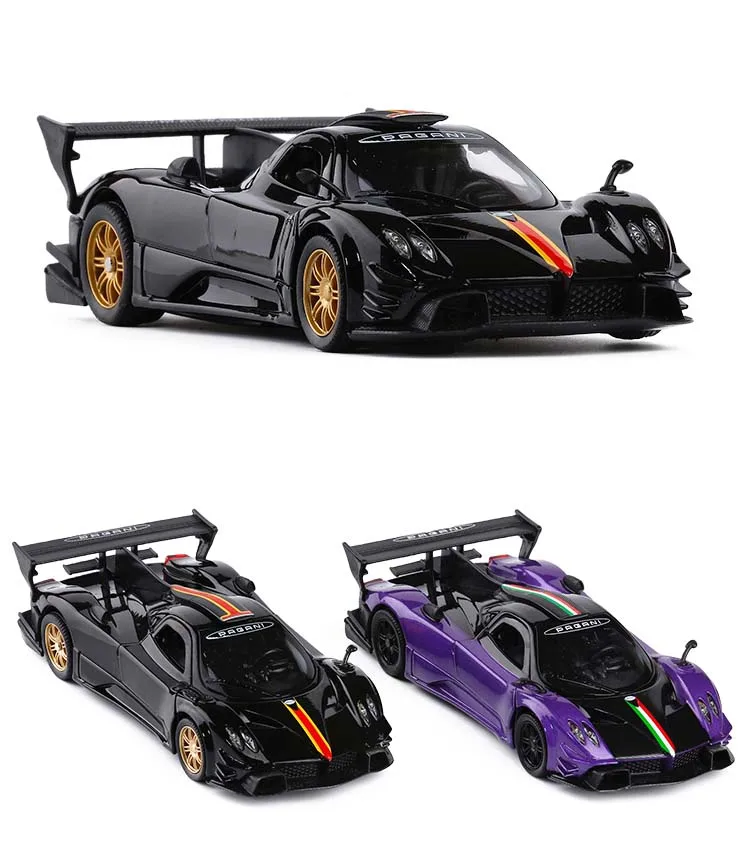 Модель спортивного автомобиля из 1/31 сплава Pagani Zonda, металлические Литые под давлением игрушечные транспортные средства, мигающие музыкальные детские игрушки, подарки