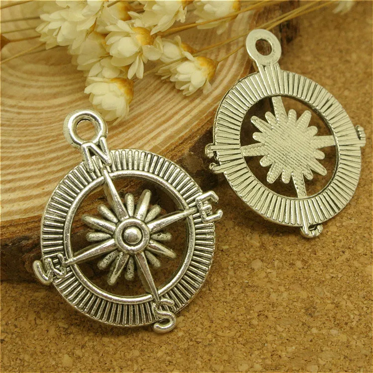Посеребренные Подвески с морским компасом для изготовления ювелирных изделий 6