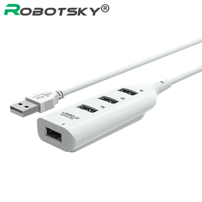 Разветвитель USB 2 0 Robotsky 4 порта высокая скорость|usb extender|extender usbusb cable extender |
