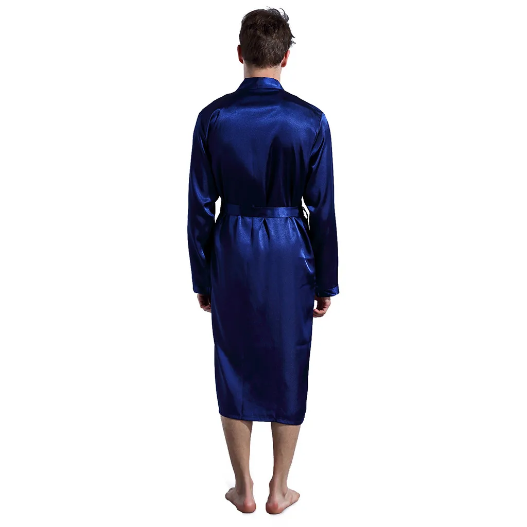 Мужская пижама с длинными рукавами YOUYEDIAN Тонкая шелковая имитацией шелка одежда