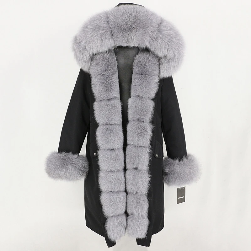 Зимняя куртка женская X-long Parka непромокаемая Верхняя одежда натуральный мех пальто натуральный Лисий Мех капюшон Роскошная Верхняя одежда Съемная бренд