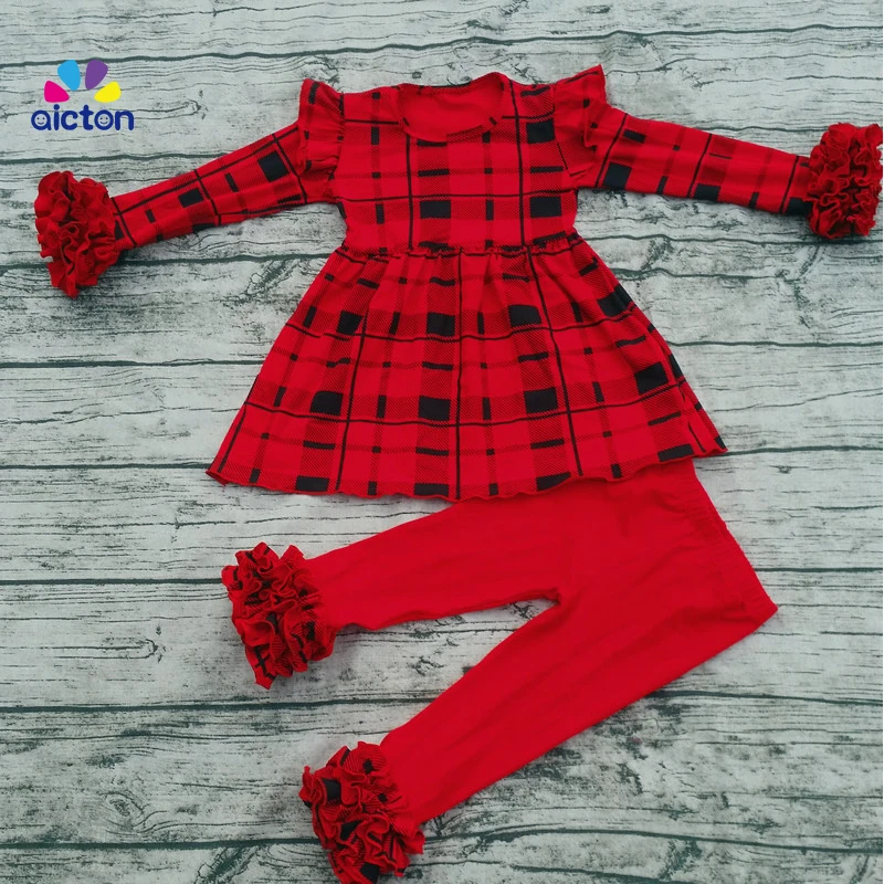 Новинка 2017 года Детская эксклюзивная одежда Хлопковые Туники Красные леггинсы