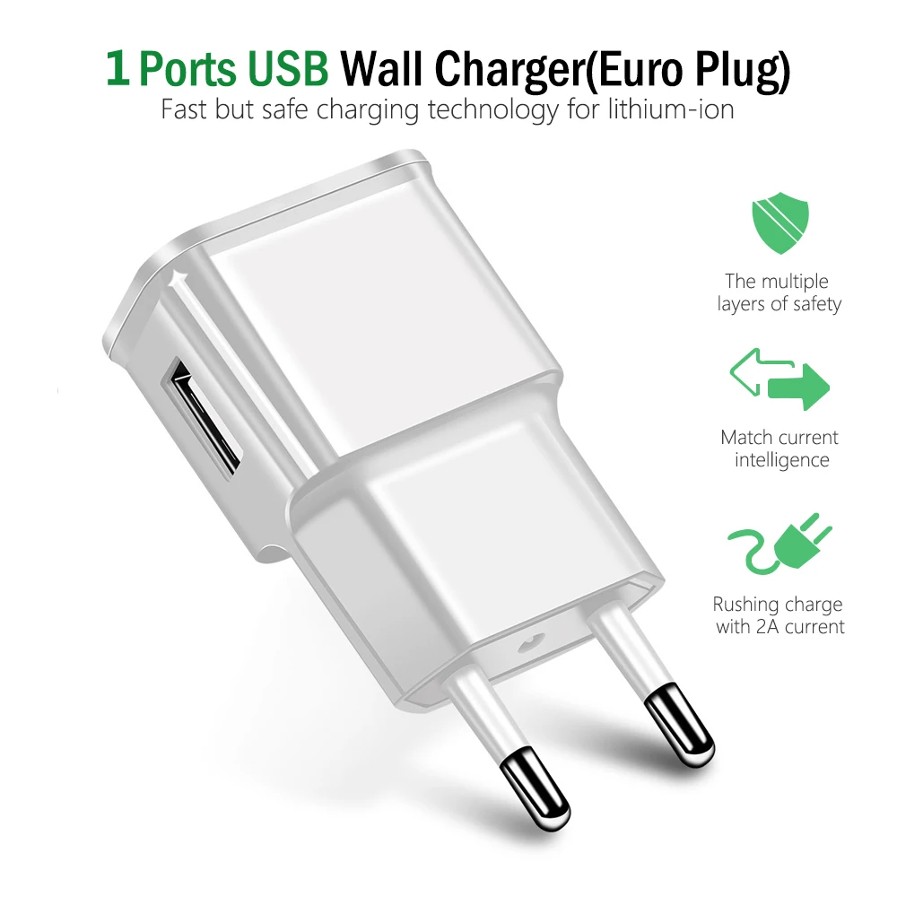 5V 2.1A USB настенное зарядное устройство Быстрая зарядка для Samsung Galaxy S7 S6 J8 J7 J3 J5 Note 4 5