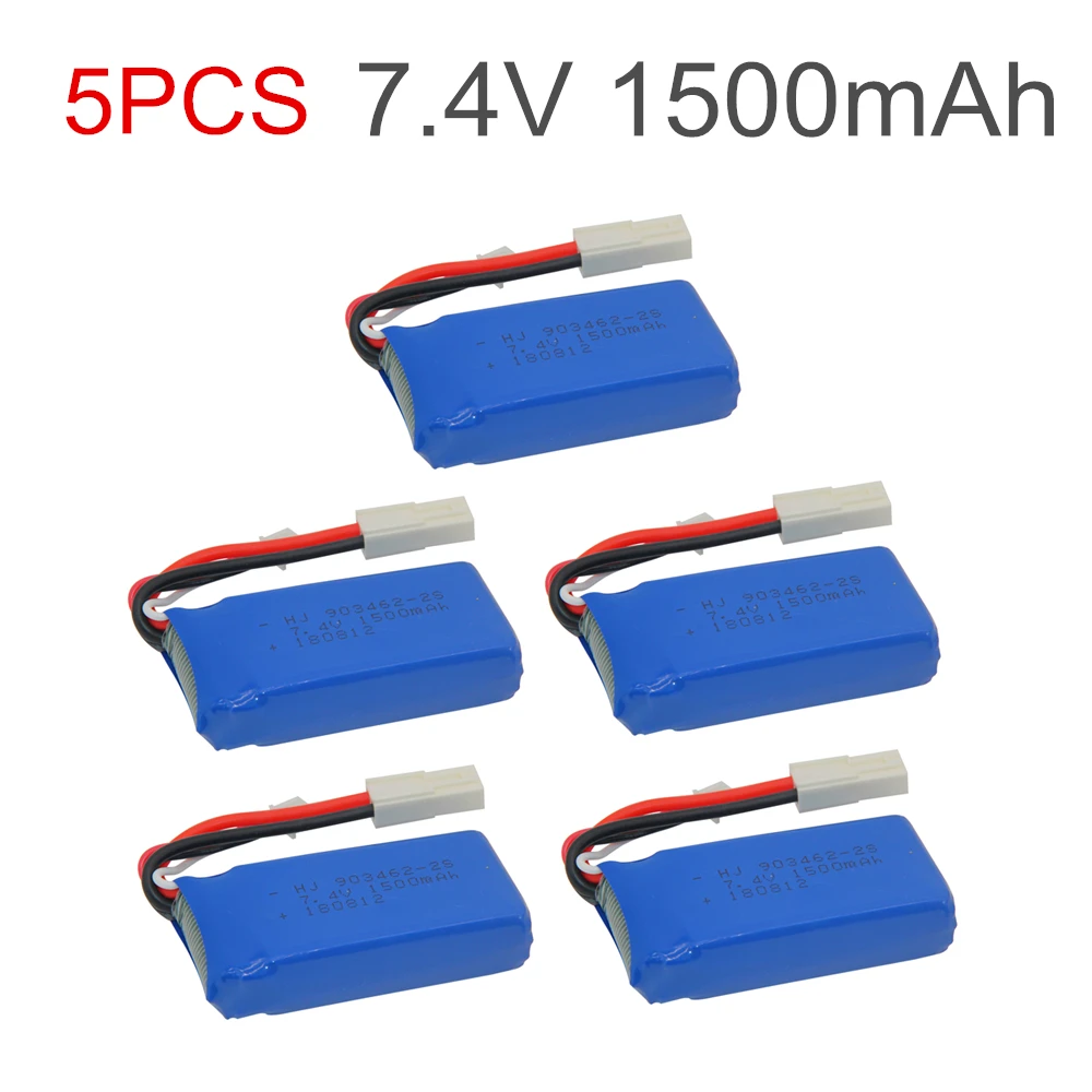 5 шт., 7,4 В, 1500 мАч аккумулятор для пульта дистанционного управления FT009, батарейка для катера, 903462, 7,4 В, 1500 мАч, EL-2P PLUG