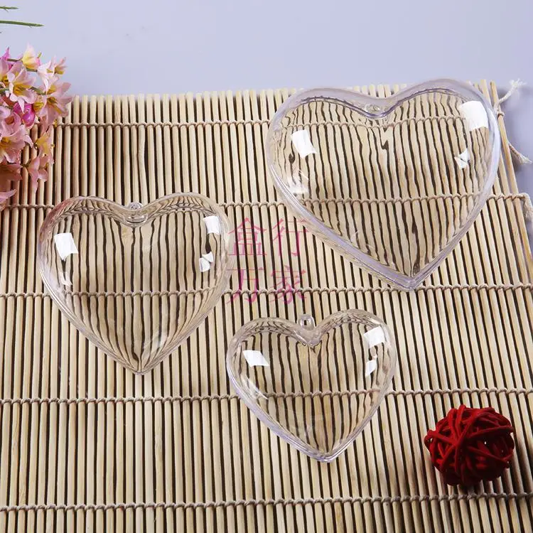 Прозрачный Рождественский шар в форме сердца 3 шт./лот прозрачный пластиковый для