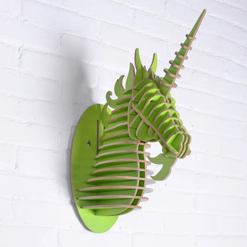 Деревянная голова единорога деревянная ремесло Рождество животное трофеи